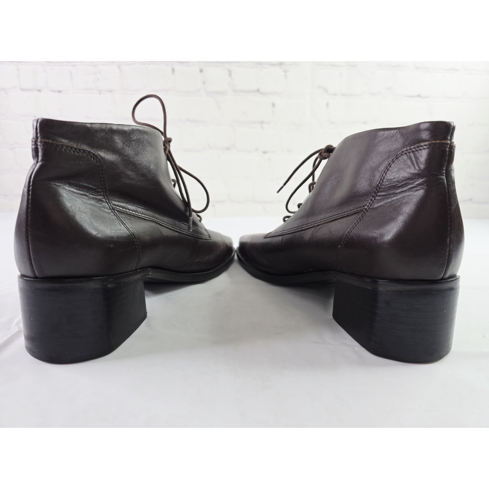 Vintage 90's Easy Sprit Brown Leather Lace Up Boot Chunky Heel Women's Size 10 B - Picture 6 of 8